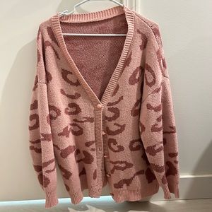 Pink leopard cardigan